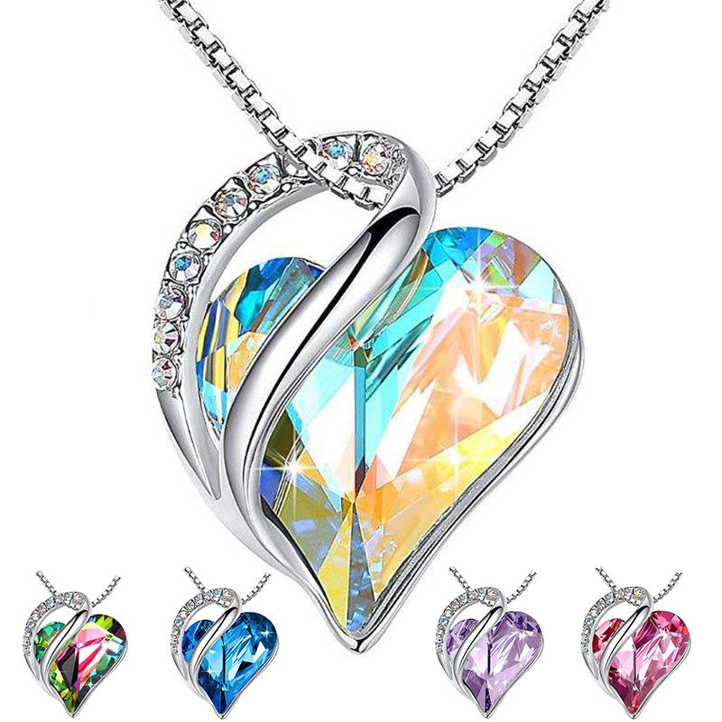 Beautiful Mother's Day Gift Sliver Heart Shaped Geometric Necklace