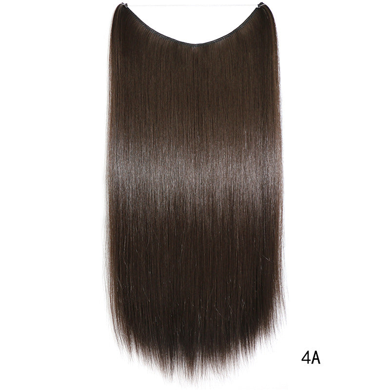 Silky Straight Synthetic Invisible Wire No Clips in Hairpiece