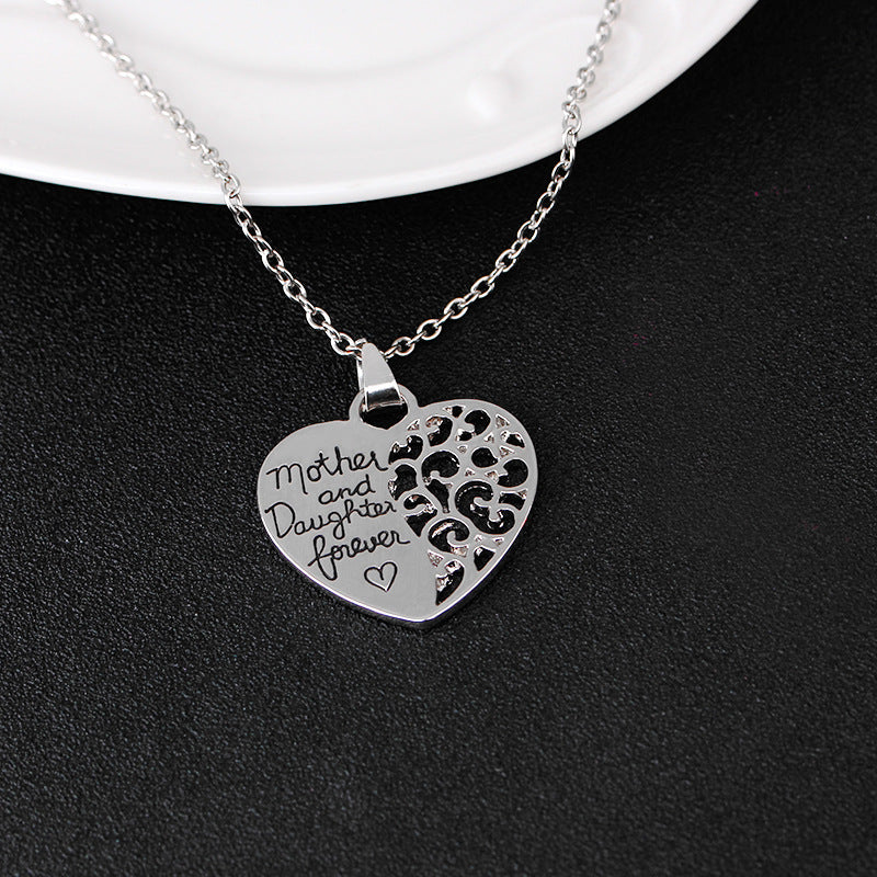 Heart Letter Pendant Necklaces Mother and Daughter Love Forever Chain Necklace