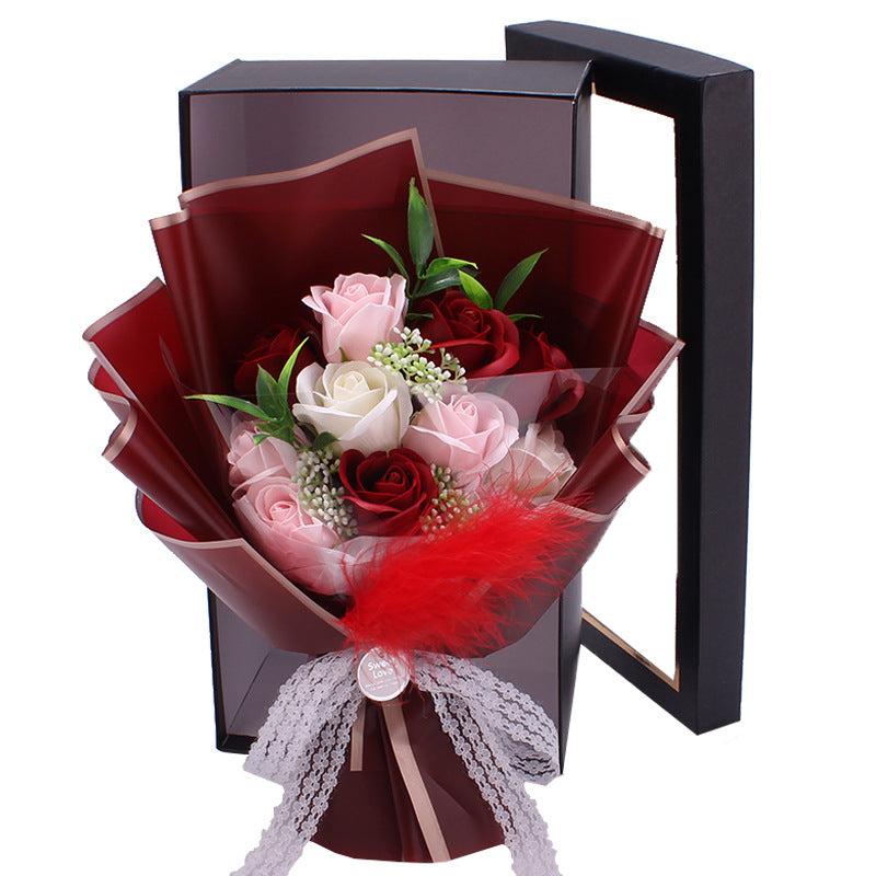 Artificial Soap Rose Bouquet Fake Flower Gift Box