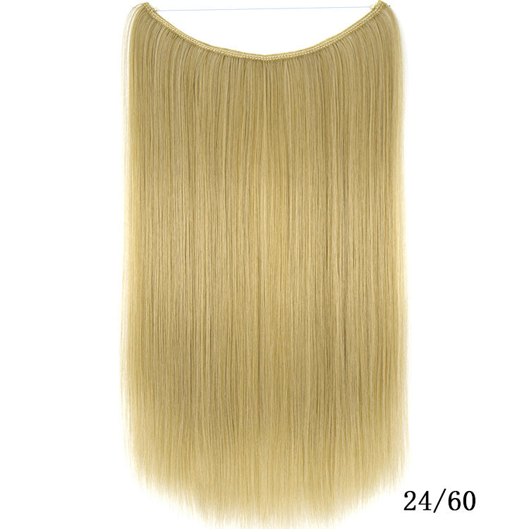 Silky Straight Synthetic Invisible Wire No Clips in Hairpiece