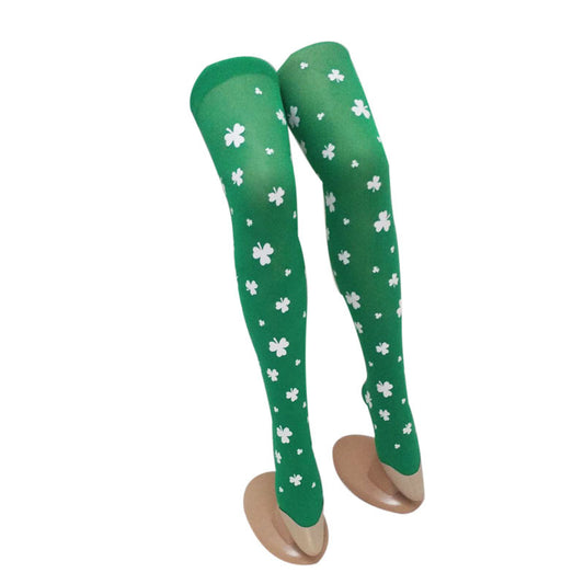 Irish Day Stockings Holiday Party Dance Green White Dot