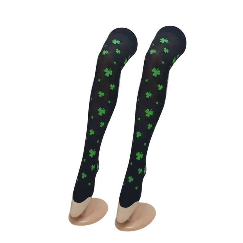 Irish Day Stockings Holiday Party Dance Green White Dot