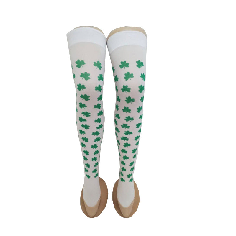 Irish Day Stockings Holiday Party Dance Green White Dot