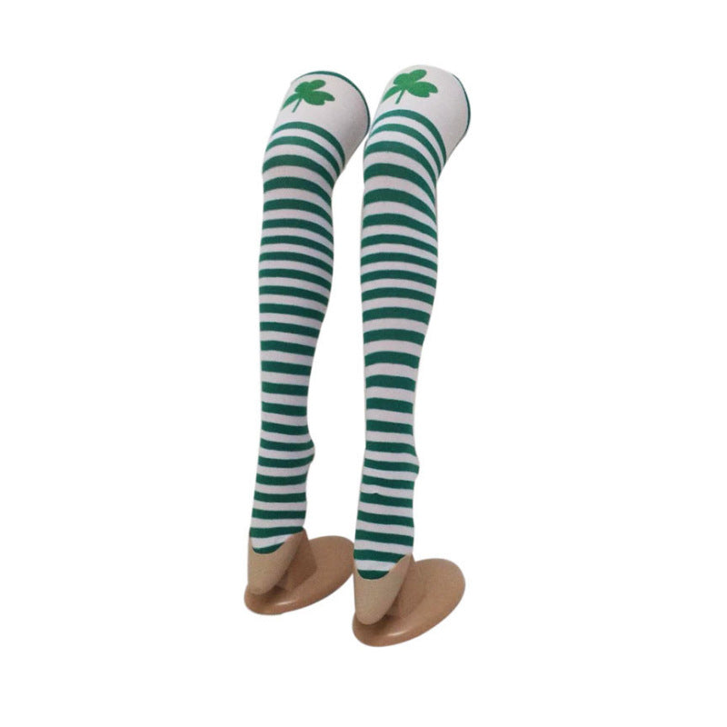 Irish Day Stockings Holiday Party Dance Green White Dot