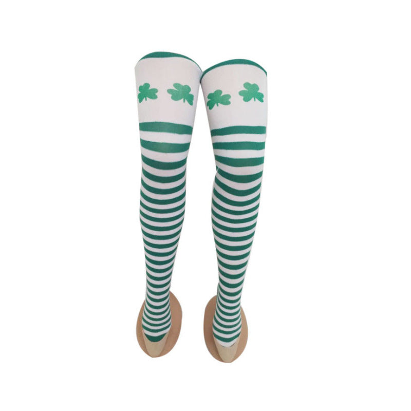 Irish Day Stockings Holiday Party Dance Green White Dot