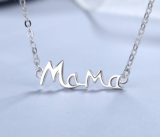 Sterling Silver English Letter MaMa Necklace