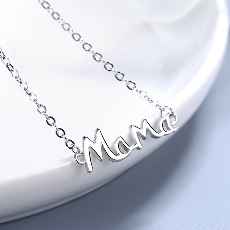 Sterling Silver English Letter MaMa Necklace