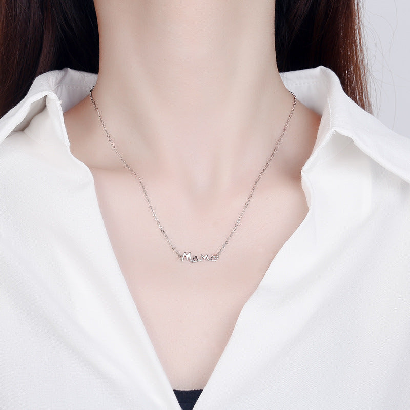 Sterling Silver English Letter MaMa Necklace