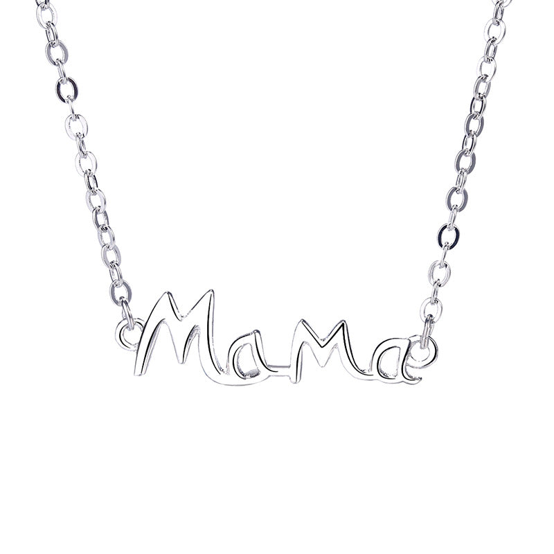 Sterling Silver English Letter MaMa Necklace