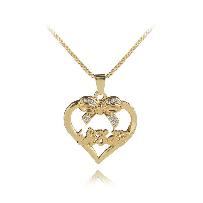 I Love You Mom Fashion Love Diamond Necklace