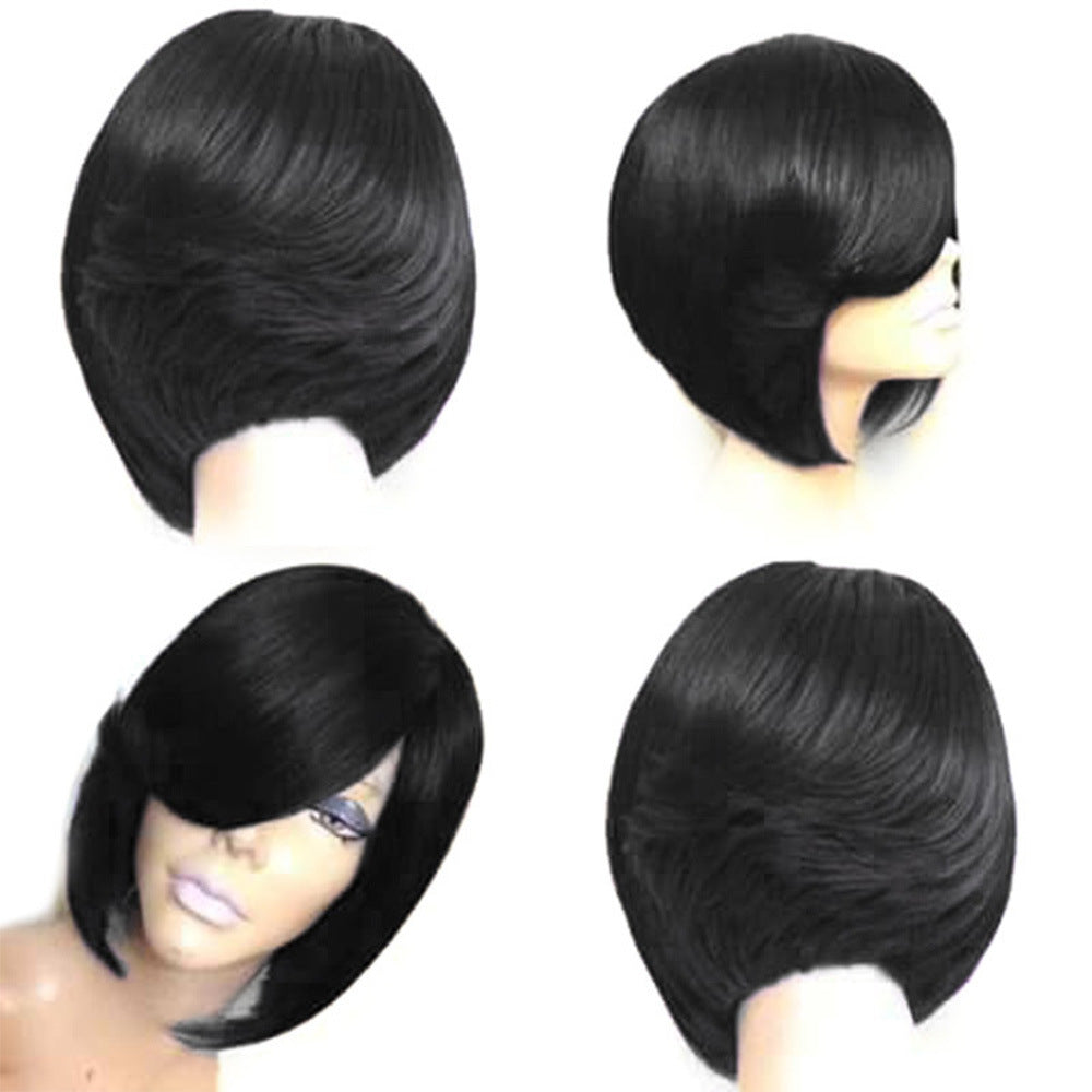 Lifelike Natural Silk Short Straight Hair Wig Headgear