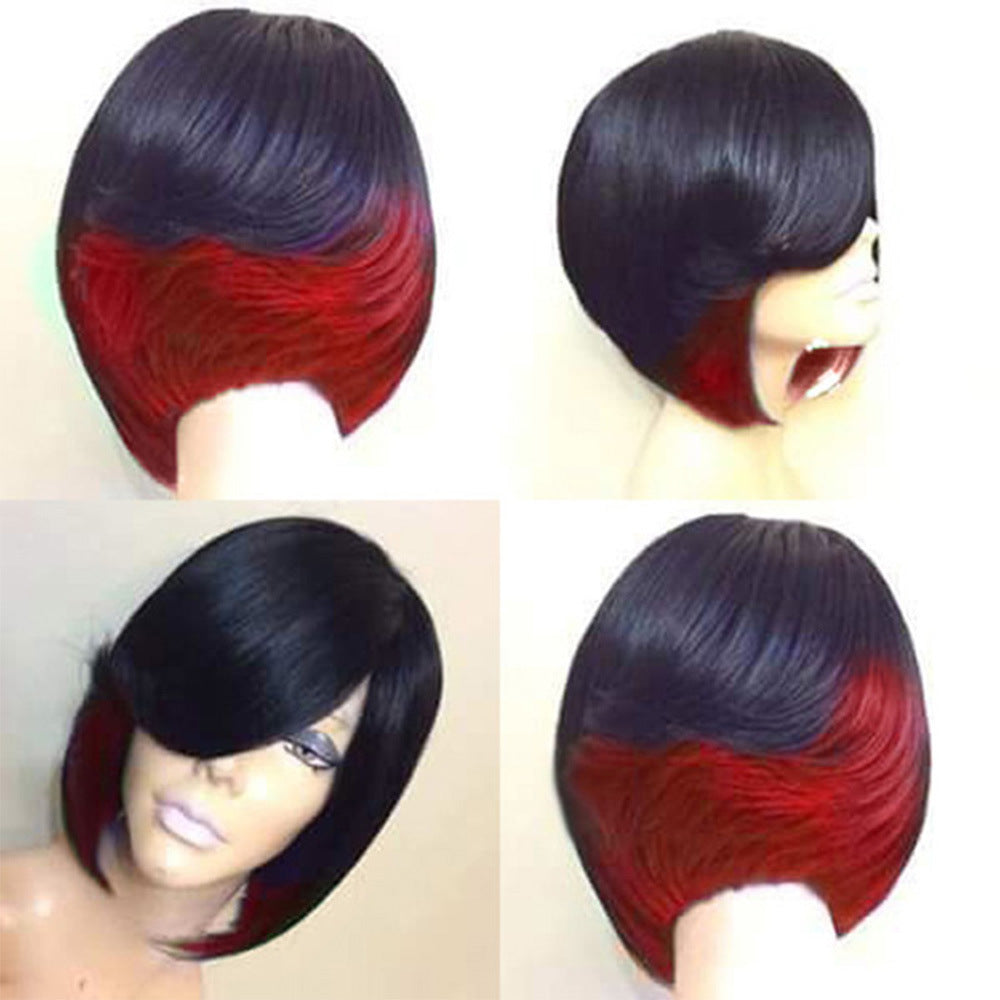 Lifelike Natural Silk Short Straight Hair Wig Headgear