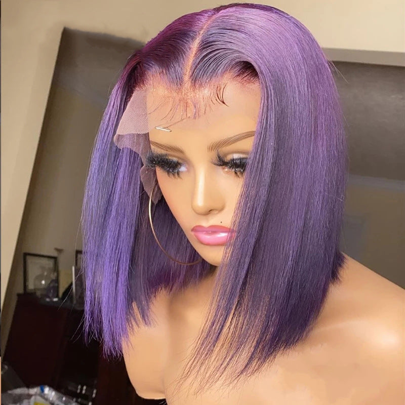 Purple Short Bob Synthetic Lace Front Wigs