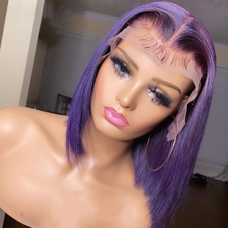 Purple Short Bob Synthetic Lace Front Wigs