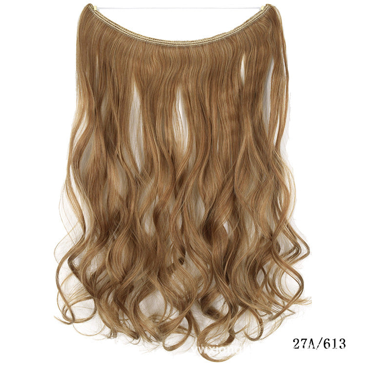 Silky Straight Synthetic Invisible Wire No Clips in Hairpiece