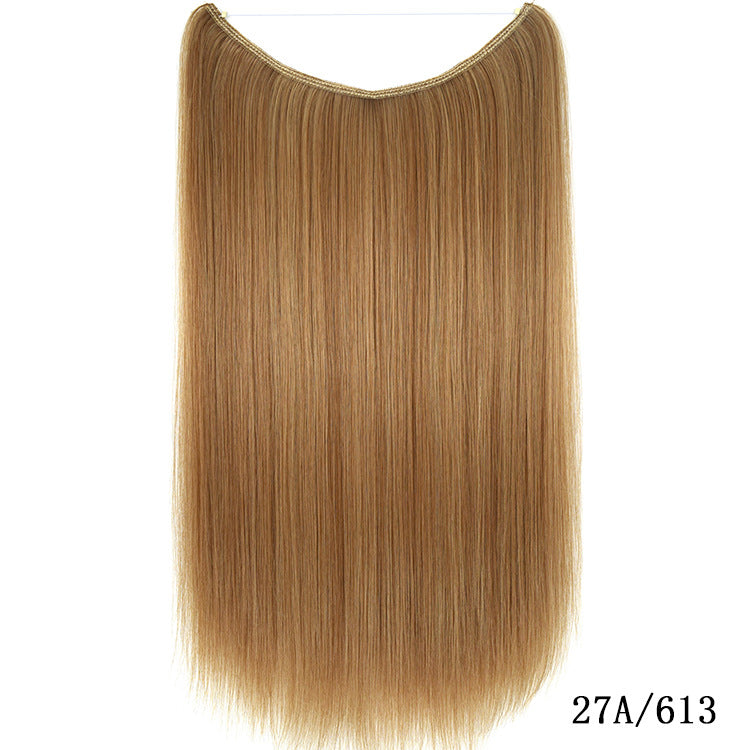 Silky Straight Synthetic Invisible Wire No Clips in Hairpiece