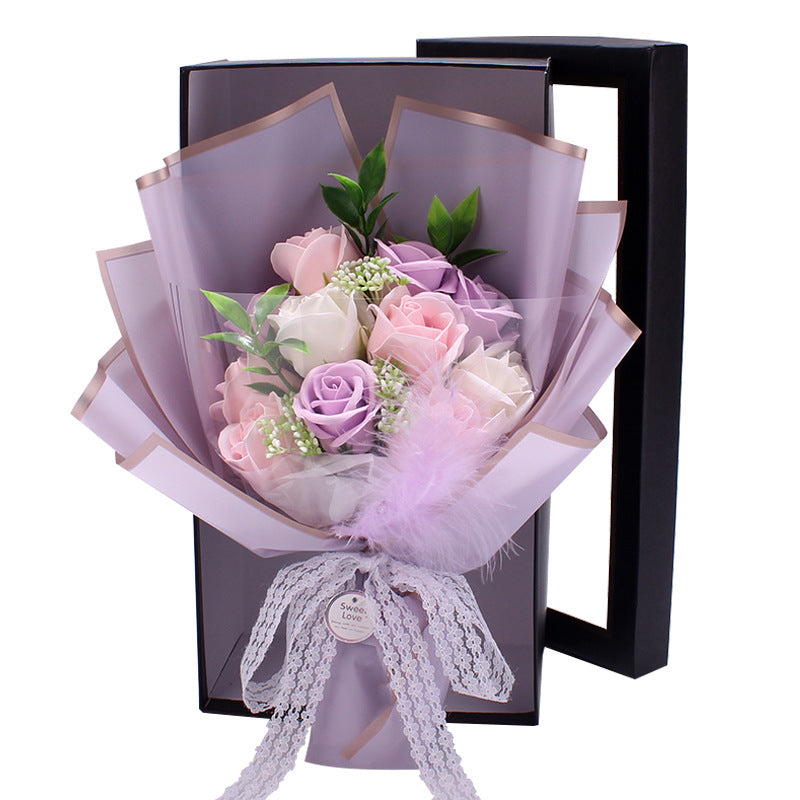 Artificial Soap Rose Bouquet Fake Flower Gift Box