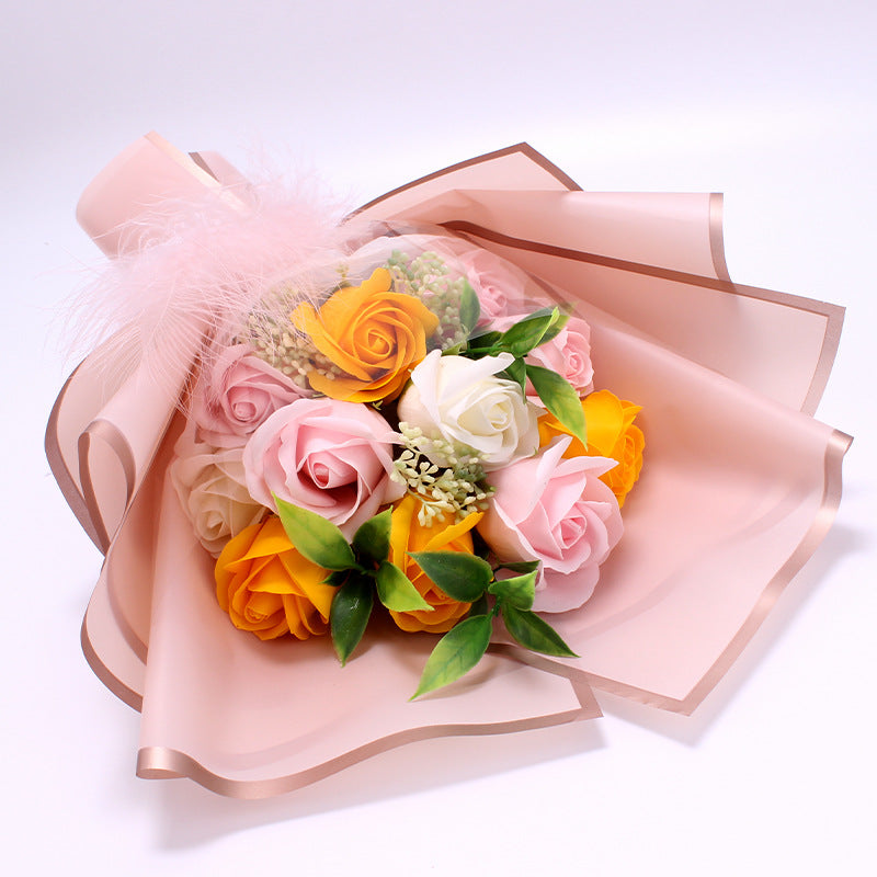 Artificial Soap Rose Bouquet Fake Flower Gift Box