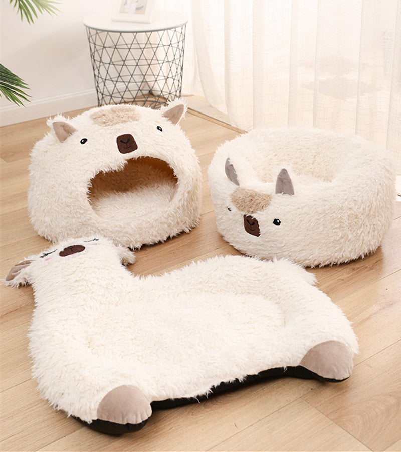 Alpaca Warm Plush Pet Bed