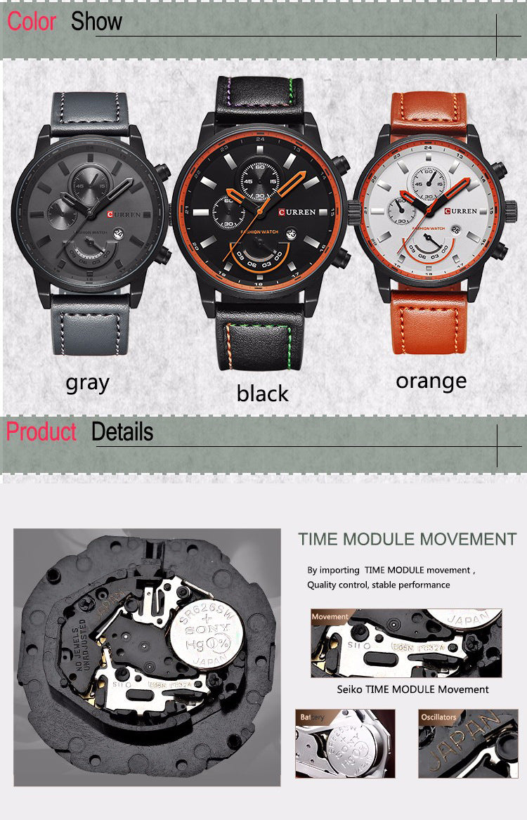 Casual Men's Watch Belt Calendar Quartz Watch