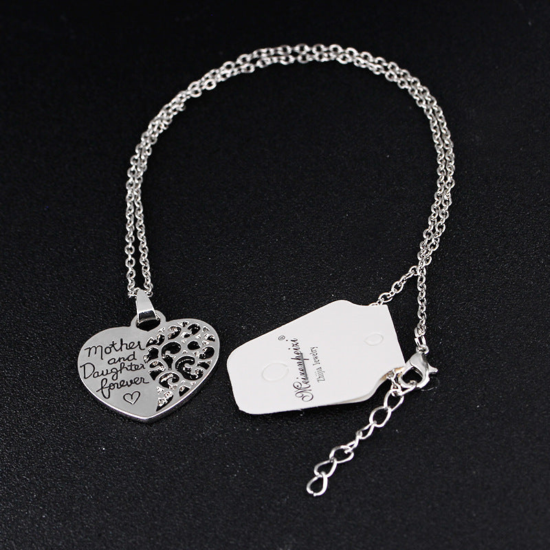 Heart Letter Pendant Necklaces Mother and Daughter Love Forever Chain Necklace