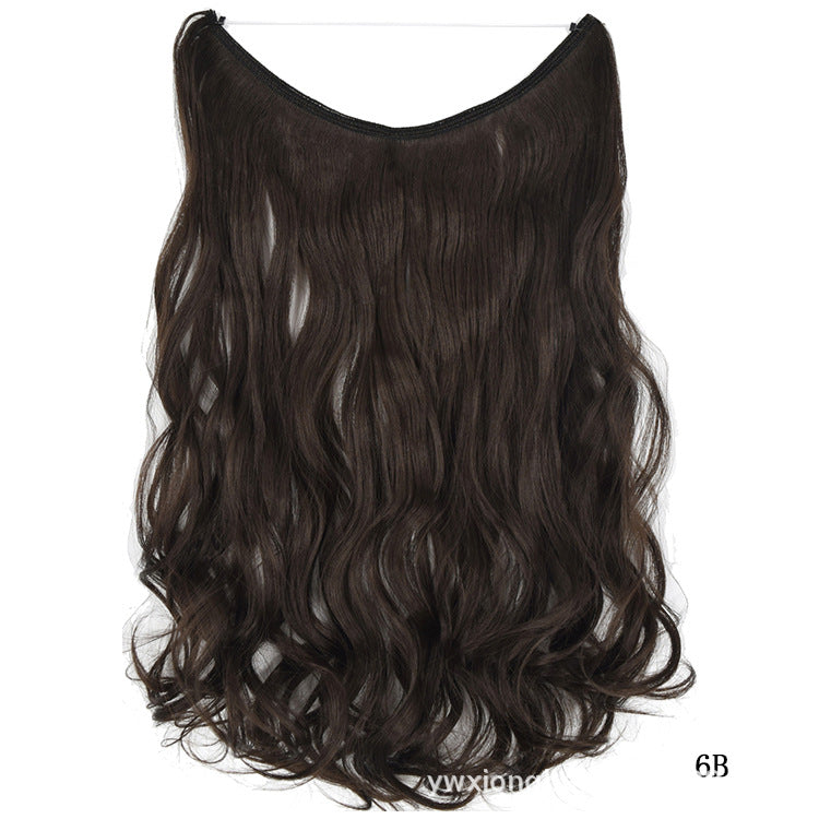 Silky Straight Synthetic Invisible Wire No Clips in Hairpiece