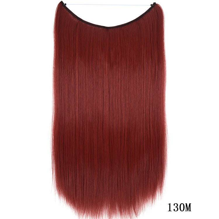 Silky Straight Synthetic Invisible Wire No Clips in Hairpiece