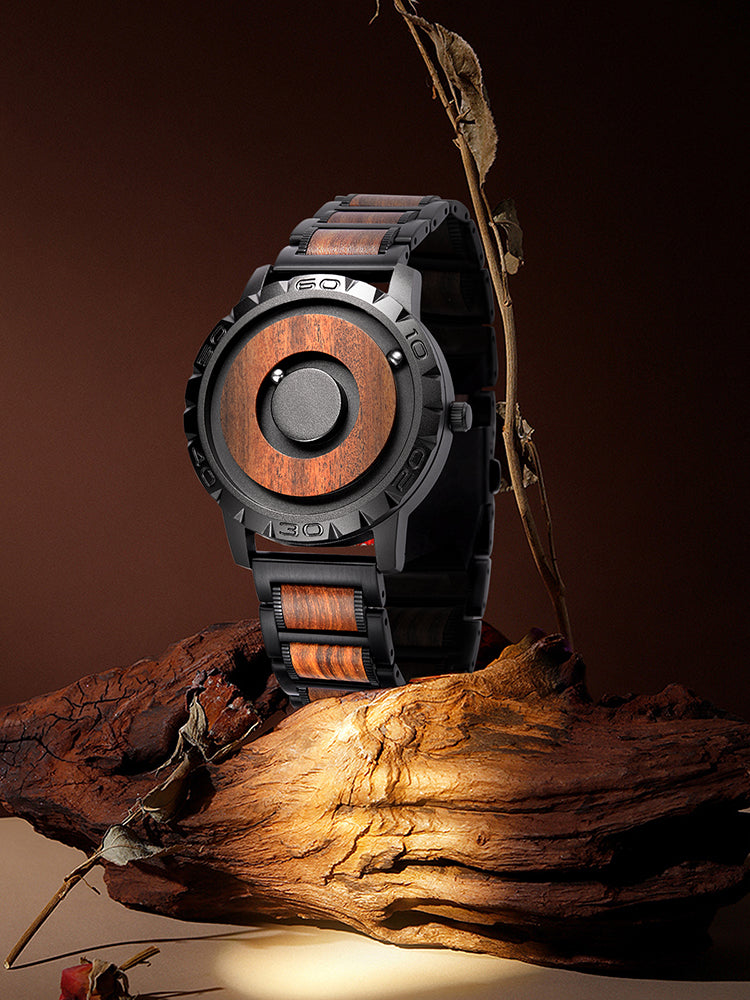 South African Red Sandalwood Magnetic Ball Minimalist Watch