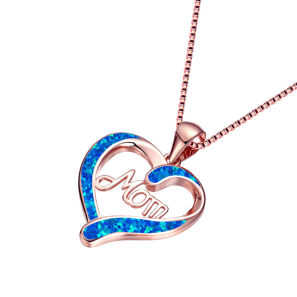 Love-shaped MOM Letter Pendant Necklace