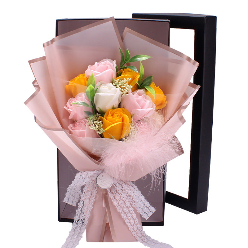 Artificial Soap Rose Bouquet Fake Flower Gift Box