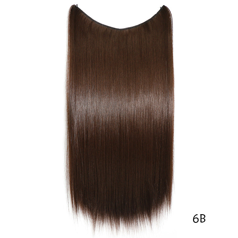 Silky Straight Synthetic Invisible Wire No Clips in Hairpiece