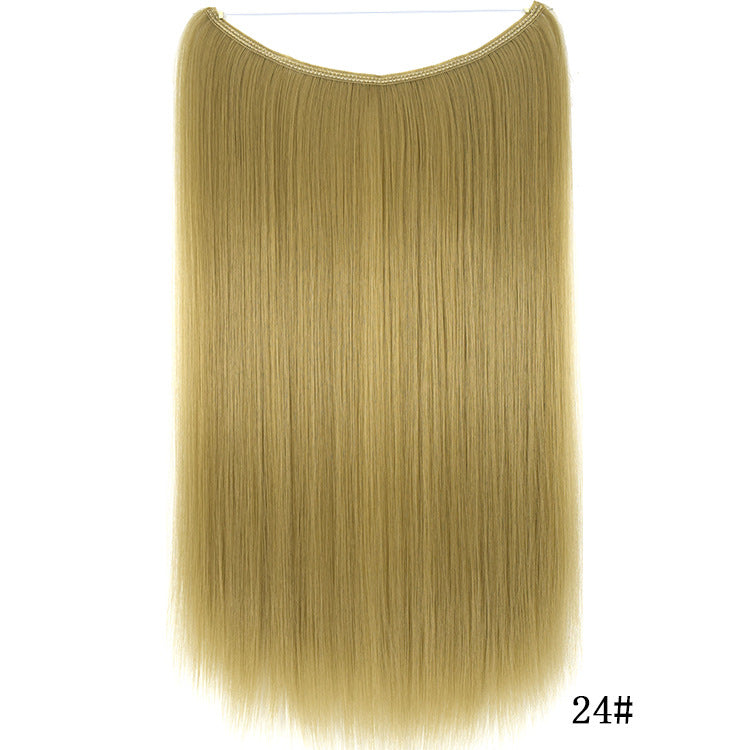 Silky Straight Synthetic Invisible Wire No Clips in Hairpiece