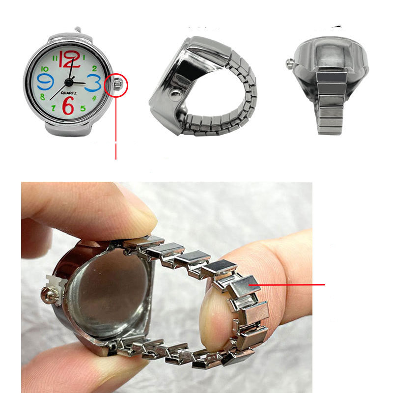 Men's And Women's Ring Watch Alloy Silver Case