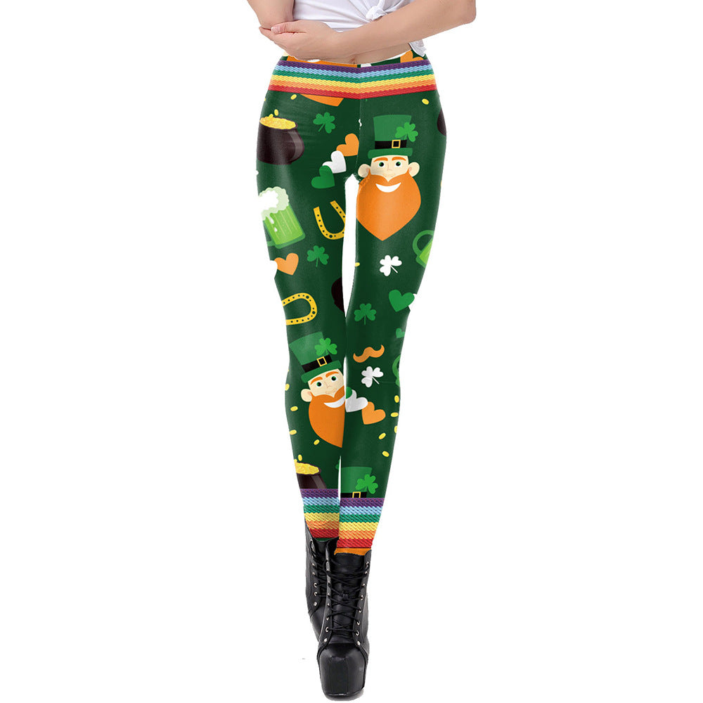 Saint Patrick's Day Matching Digital Printed Tight Waistband Sports Leggings