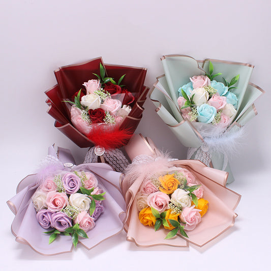 Artificial Soap Rose Bouquet Fake Flower Gift Box