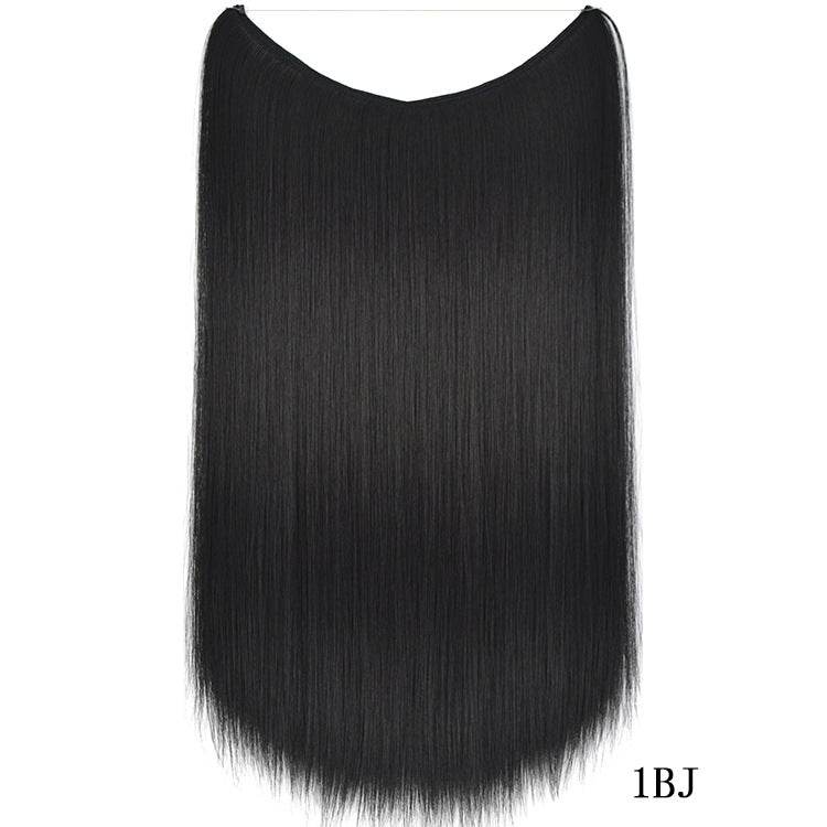 Silky Straight Synthetic Invisible Wire No Clips in Hairpiece