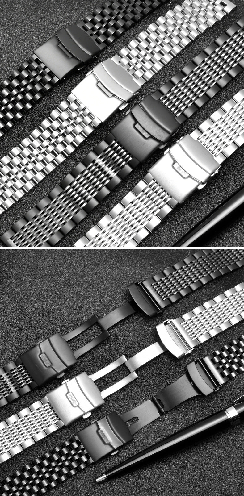 Solid stainless steel strap