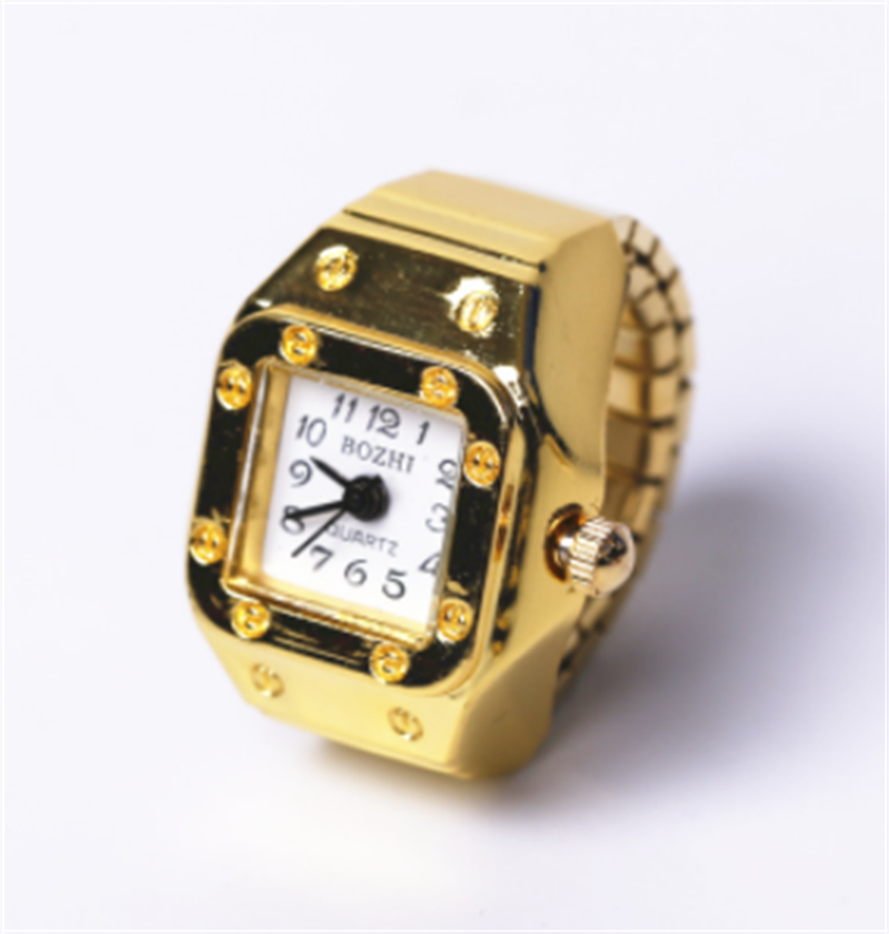 Fashion Creative Simple Elastic Square Gold Ring Watch