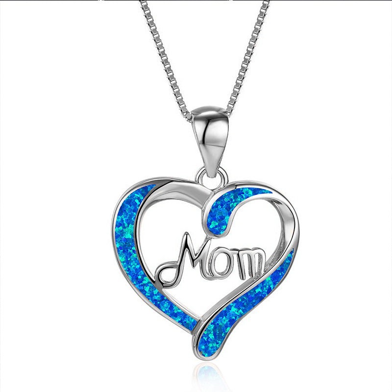 Love-shaped MOM Letter Pendant Necklace