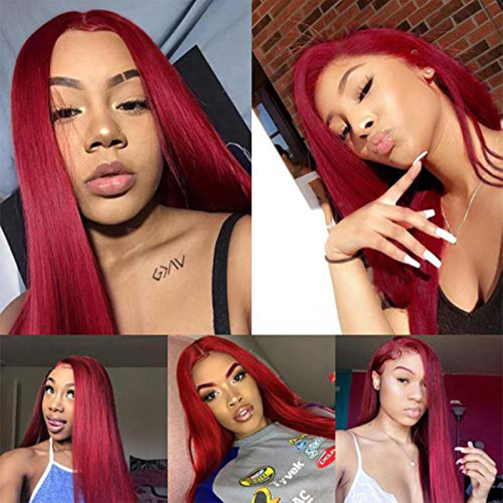 Burgundy Lace Front Human Hair Wigs