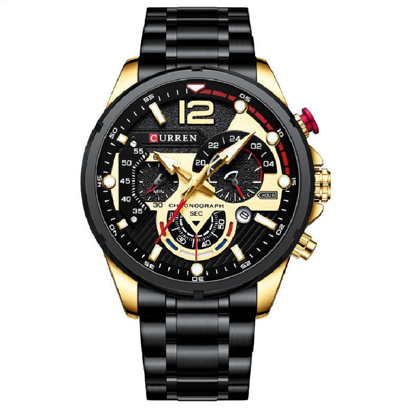 Men's Multi-functional Luminous Steel Strap Quartz Watch