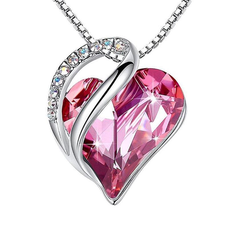 Beautiful Mother's Day Gift Sliver Heart Shaped Geometric Necklace