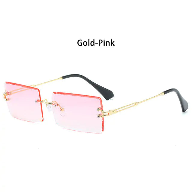 Rimless Small Rectangle Sunglasses UV400 Eyewear