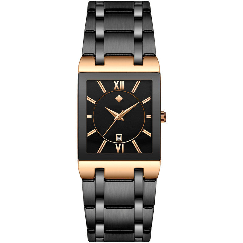 Automatic Non-mechanical Square Men's Steel Belt Quartz Watch