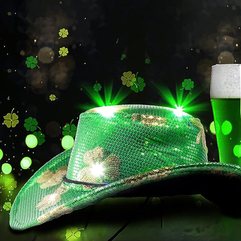 St Patrick's Day Green With Light Cowboy Hat