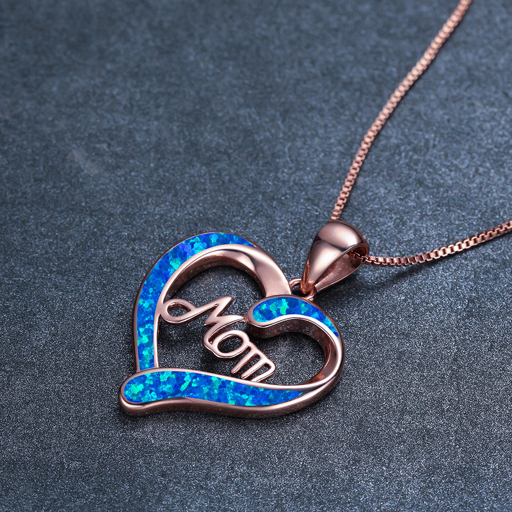 Love-shaped MOM Letter Pendant Necklace