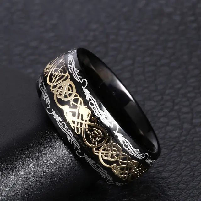 Black Dragon Inlay Ring