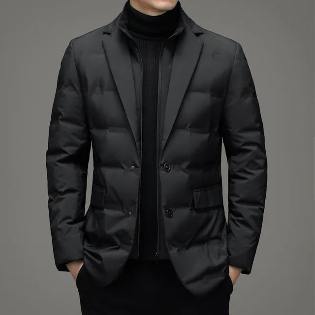 Men's Winter Fake Two-piece Warm Blazer