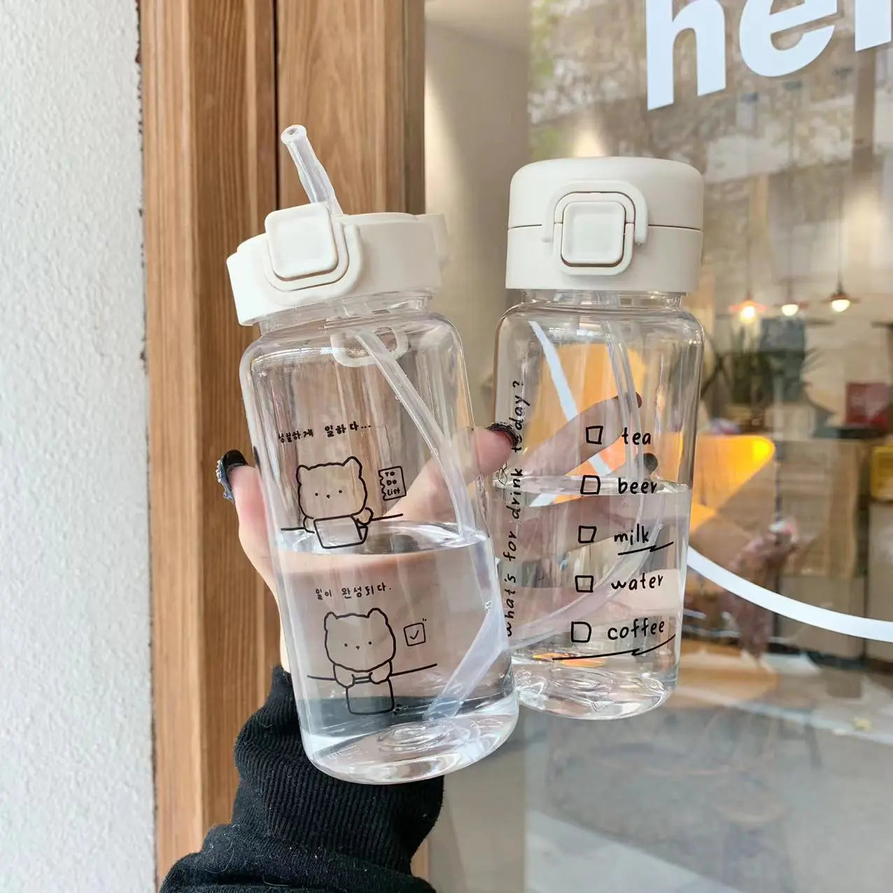 Creative Cartoon Water Bottle with Straw